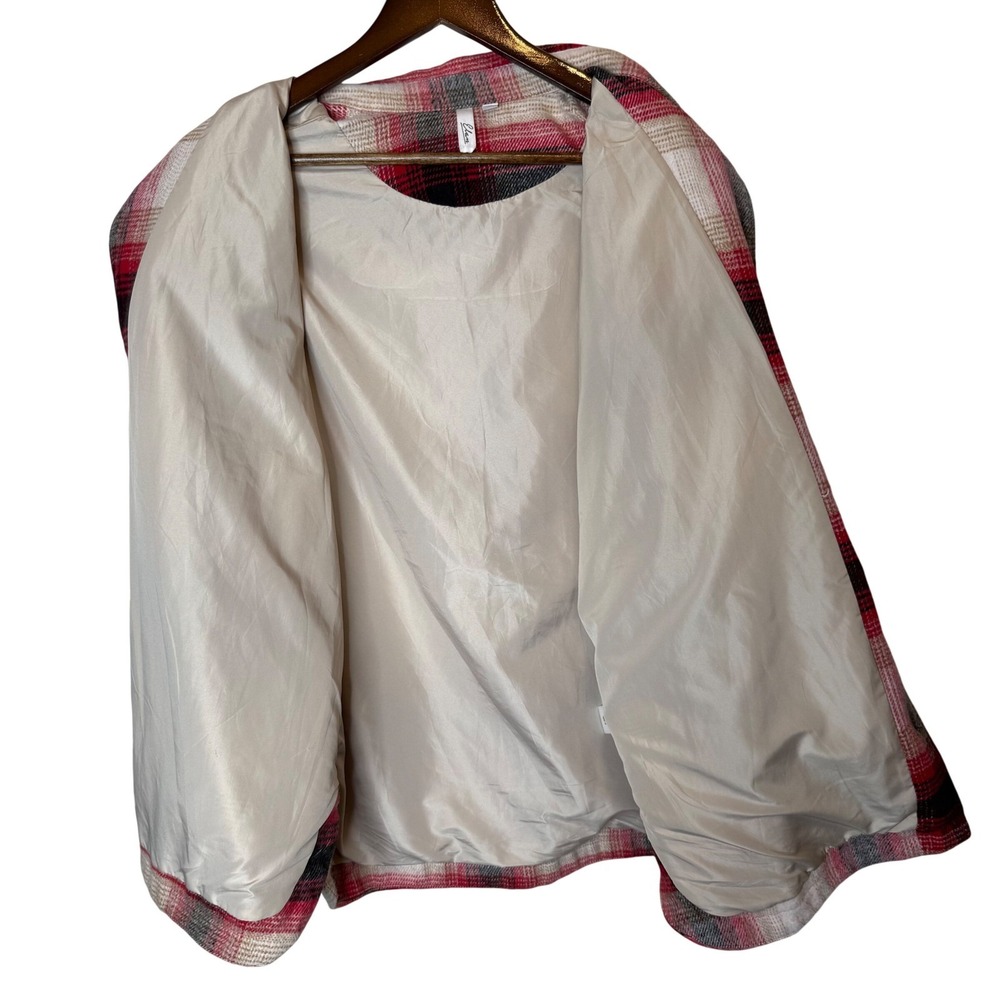 Elan Riley Plaid Shacket Oversized Cozy Cabincore Lined Jacket Red Medium - Picture 5 of 6